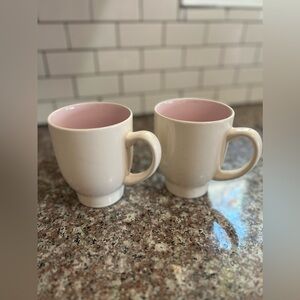 Super Cute 2-Piece Cream/Pink Mugs Set